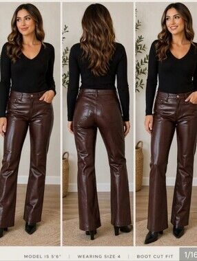 Vintage GAP Brown Genuine Leather Bootcut Pants | Y2K Low Rise Motorcycle Chic